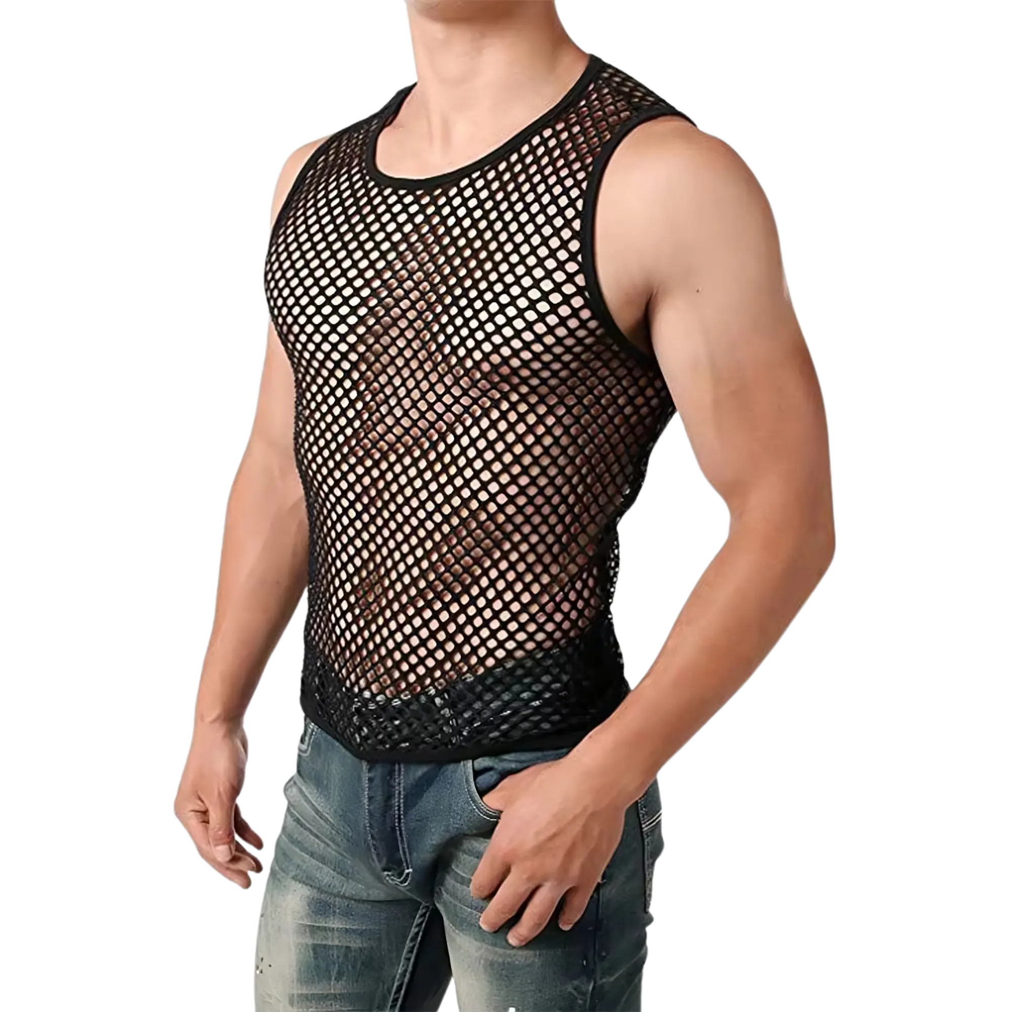 Rave-Mesh Tanktop – Ärmelloses Netzshirt für Festival-Looks - Techno Essentials